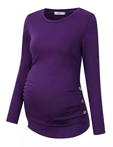 Purple Long-sleeve Maternity Shirt