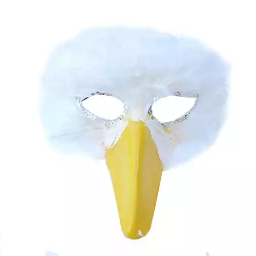 Large Adult White Feather Bird Mask for Men or Women