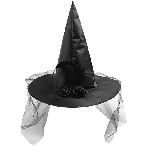 Halloween Witch Hat Costume Accessory Women Hats for Halloween Party Cosplay (Black)