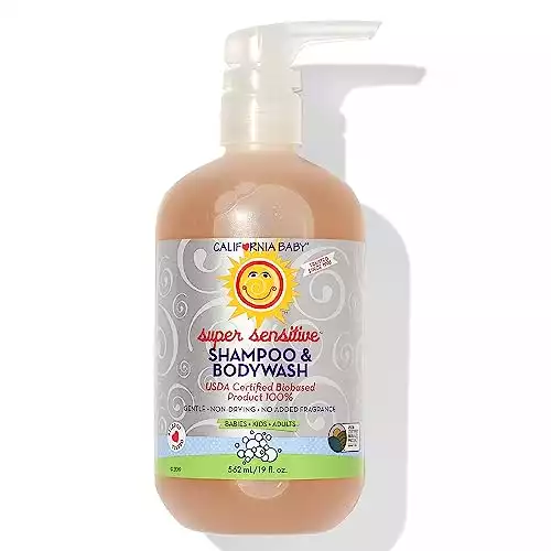 California Baby Super Sensitive Shampoo and Body Wash, Fragrance Free, 19 Ounce