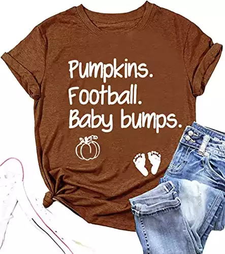 Pumpkins Football Baby Bumps Fall Maternity T-Shirt